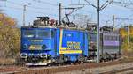 E-Loks 91-53-0-400050-7 der Servtrans und 91-53-0-401019-1 der Tim Rail Cargo abgestellt am 04.11.2018 im Bahnhof Bucuresti Baneasa.