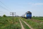 60 0652 hatte am 31.05.17 die Aufgabe, drei Doppelstockwagen von Rosiorii de Vede nach Alexandria zu bringen.