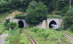 Ein Triebzug der Baureihe 96 fährt am 17.06.2016 in dem ersten von fünf Tunnel zwischen Calimanesti und Brezoi.