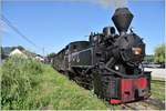 Wassertalbahn Maramures Rumänien. Resita Lok 764.449  Joana  macht sich mit dem ersten Touristenzug bereit zur Fahrt nach Paltin. Viseu de Sus. (11.06.2017)