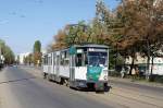 Rumänien / Straßenbahn Ploiesti: KT4D- Wagen 095 (ehemals Potsdam) befährt als Linie 102 die Soseaua Vestului in Richtung Westbahnhof. Aufgenommen Anfang September 2013.