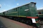 Die Diesellokomotive ТЭ3-5151 im Eisenbahnmuseum von Moskau Anfang Mai 2016