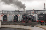 Die Dampflokomotiven L-2057 und TE-3162 in dem Bahnbetiebwerk Podmoskownaja am 3. Oktober 2018.