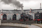 Die Dampflokomotiven L-2057 und TE-3162 in dem Bahnbetiebwerk Podmoskownaja am 3.