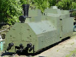 Die gepanzerte Dampflokomotive 0в 5067 im Zentralmuseum der Russischen Streitkräfte.