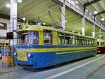 Motorwagen vom Typ LM-57, Nr. 5148, im Museum für Elektrotransport in St. Petersburg, 22.10.2017
