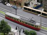 Eine Straßenbahn auf der Modellbahn  Grand Maket Rossia , St.