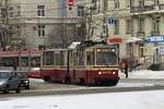 Straßenbahn-Triebzug LWS-86 Nr. 3085 in St. Petersburg, 17.2.18