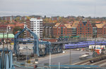 Teleblick vom Deck der Fähre Skane auf den aktuell nicht mehr zur Bahntrajektierung genutzte Bahnhof Trelleborg Hafen.22.10.2016 15:58 Uhr.