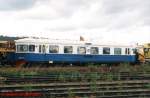 Ein Dieseltriebwagen Typ Y67 als PMV 0038 (Konferenzwagen)des Bahnverket (ex YBo7 1171, Umbau 1972 in Qgm 986 0038) am 26.07.1999 in stersund. Seit 2005 gehrt dieses Fahrzeug zum Svenska Motorvagsklubben.