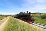 Die schwedische Dampflok der Bauart SJ E² beförderte am 10.7.19 den einzigen Dampfzug von Simpelveld nach Schin op Geul und zurück, grade hat Lok 1040 den Bahnhof Eijs-Wittem in