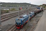 IORE 132  RENSJÖN  zusammen mit IORE 131  STRAUMSNES  am 01.06.2015 beim Entladen von ihrem Erzzug in Narvik.