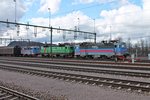 GC Rc4 1166 (ex. AMTRAK X995), GC Rc4 1288 und GC Rc4 1165 standen am 01.06.2015 alle zusammen in einer Reihe abgestellt im neuen Bahnhof von Kiruna.