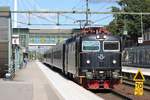 Am 14.07.2017 erreicht ein RE aus Stockholm seinen Endbahnhof Hallsberg.