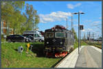 Die Rc6 1344 der SJ steht am 22.05.2023 auf einem Stumpfgleis des Bahnhofs Östersund.