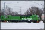 Green Cargo RE 1214 stand in einem Zugverband am 07.02.2010 im Rostocker Seehafen.