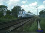 Schwedischer Triebwagen Hhe Peine-Vhrum am 20.05.2008.
Er ist auf dem Weg zum Herstellerwerk ALSTOM-LHB nach
Salzgitter.