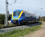 Triebwagen X60(62007) NorrTag als berfhrung von  Salzgitter nach Schweden in Hhe Rostock Hbf.21.09.2011