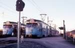 Göteborg Göteborg Spårväger SL 8 (Hägglunds-M25 579 / 583) Gamlastadstorget am 26. Februar 1975.