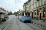 Göteborg: Göteborgs Spårväger SL 6 (Tw 719) Ejdergatan im September 1984.