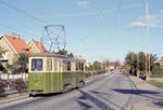 Malmö: Malmö Stads Spårväger SL 4 (GM/ASEA-G (Mustang) 73) Linnégatan am 18. Oktober 1972. - Scan eines Farbnegativs. Film: Kodak Kodacolor X. Kamera: Kodak Retina Automatic Ii.