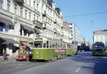 Malmö: Malmö Stads Spårväger SL 4 (GM/ASEA-G (Mustang) 80) Gustav Adolfs Torg am 18. Oktober 1972. - Scan eines Farbnegativs. Film: Kodak Kodacolor X. Kamera: Kodak Retina Automatic II.