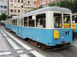 Straenbahn mit Beiwagen der Linie 7 in Norrmalmstorg.