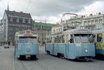 Göteborg Göteborgs Spårväger SL 6 (Tw M25 598) / SL X (Tw M23 40) Drottningtorget am 25. September 1971. - Scan eines Farbnegativs. Film: Kodak Kodacolor X. Kamera: Kodak Retina Automatic II.