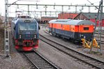 Am 02.09.2015 standen LKAB IORE 114  RAUTAS  und LKAB IORE 123  RIKSGRÄNSEN  zusammen neben dem Notfallwagen im Depot von Kiruna.