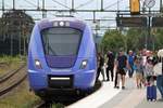 Am 10.07.2017 steht ein X61 von Skånetrafiken als Pågatåg im Bahnhof Hässleholm.