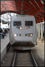 Ein SJ X2000 schleicht am 08.08.2024 in den Kopfbahnhof Malmö C.