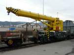 SBB - Selbstfahrender Baudienstkran XTmaas 99 85 92 19 001-6 im Gterbahnhof von Biel / Bienne am 25.11.2007