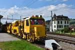 Gleisbaumaschine Matisa R21RD-1 der Sersa Group steht am 08.07.2018 im Bahnhof Appenzell