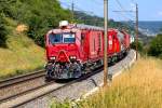 Lösch-und Rettungszug  Brugg  XTmas 9985 91 7 001-5 fährt in Umiken vorüber.Bild vom 14.7.2015