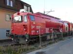 SBB - Fahrzeugausstellung im SBB Werksttteareal Biel/Bienne mit dem Lschzug Xas 80 85 98 02 312-1 anlsslich der 150 Jahre Feier des Jurabogens am 26.09.2010  