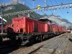 Gesamtansicht des Rettungszuges mit Bm 4/4 18437 in Erstfeld, 1.10.2011