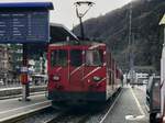 Deh 4/4 II 94  Fiesch  mit ihrem Regio von Göschenen nach Visp, am 10.4.18 beim Halt in Brig