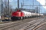 SBB Diesellok Am 843 023-3 mit einem Zementzug in Buchs/SG.