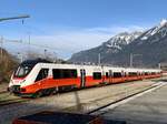 ÖBB CityJet Talent3  4758 011 von Bombardier am 8.3.20 hinter dem Bhf Interlaken abgestellt.