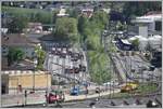 Neue Abstellanlage RhB links der Strecke Landquart - Landquart Ried und rechts davon die umgebauten Geleise der Aus- und Einfahrgruppe für Güterzüge.