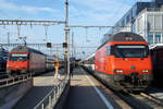 EINST UND JETZT.
Besondere Beachtung gilt den unterschiedlichen Frontseiten der beiden am 6. Dezember 2019 in Zofingen fotografierten SBB Re 460.
Foto: Walter Ruetsch