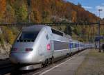 SBB/SNCF: Der TGV 4409 auf der Fahrt nach Lausanne. Die Aufnahme entstand in Vallorbe am 22. Oktober 2013 bei herrlichem Herbstwetter.
Foto: Walter Ruetsch