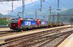 SBB Siemens Vectron 193 059-3 und 193 063-5 am 10.07.26 in Brig Bhf vom Bahnsteig aus fotografiert 