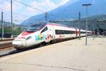 SBB RABe 503 013-5 am 10.07.26 in Brig Bhf vom Bahnsteig aus fotografiert 