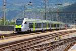 BLS Stadler  RABe 528 134 am 10.07.26 in Brig Bhf vom Bahnsteig aus fotografiert 