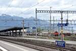 BUCHS (Kanton St. Gallen), 24.04.2025, Blick auf Bahnsteige im Bahnhof Buchs SG