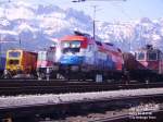 Schotter-Verdicht-Maschine Vtmas ..., SBB Re 4/4 , 
BB 1116 108-0 *EM-Kroatien* und weitere SBB Re 4/4 .
Buchs SG 29.03.08