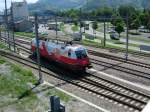 1116 087  EM-Polen  fhrt am 28.06.2008 vom Depot zum Personenbahnhof Buchs/SG.