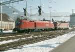 Zwei BB E-Loks(1116+1044)beim rangieren in Buchs/SG 16.01.10