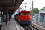 RhB Rangierlok Stadler Geaf2/2 20602 am 05.07.26 in Chur beim Rangieren vom Bahnsteig aus fotografiert 